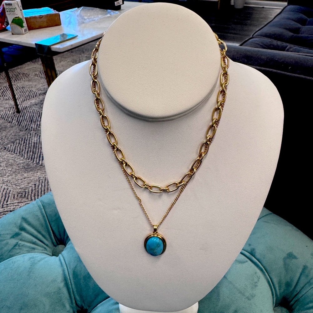 Elegant Gold and Turquoise Necklace